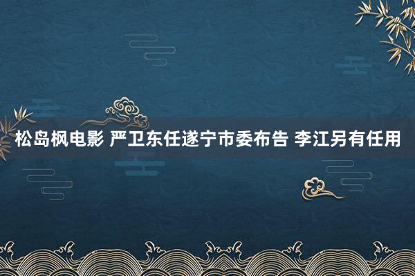 松岛枫电影 严卫东任遂宁市委布告 李江另有任用