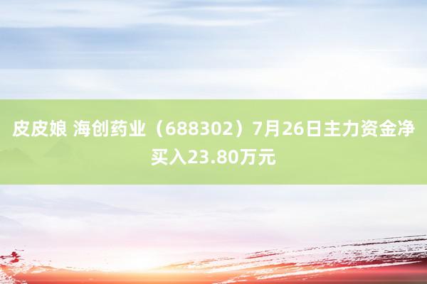 皮皮娘 海创药业（688302）7月26日主力资金净买入23.80万元