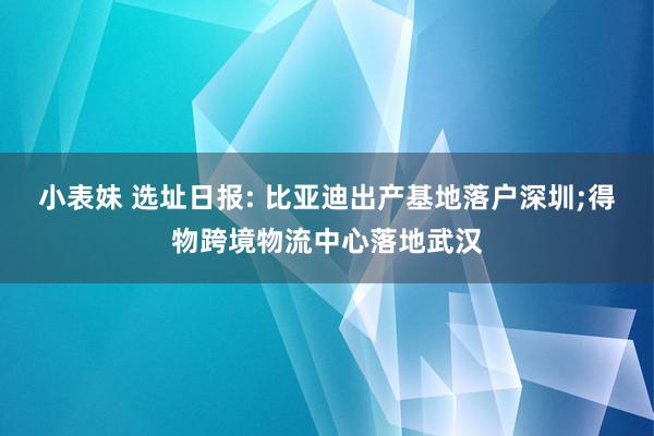 小表妹 选址日报: 比亚迪出产基地落户深圳;得物跨境物流中心落地武汉