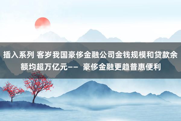 插入系列 客岁我国豪侈金融公司金钱规模和贷款余额均超万亿元——  豪侈金融更趋普惠便利