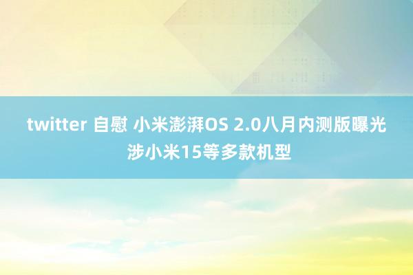 twitter 自慰 小米澎湃OS 2.0八月内测版曝光 涉小米15等多款机型