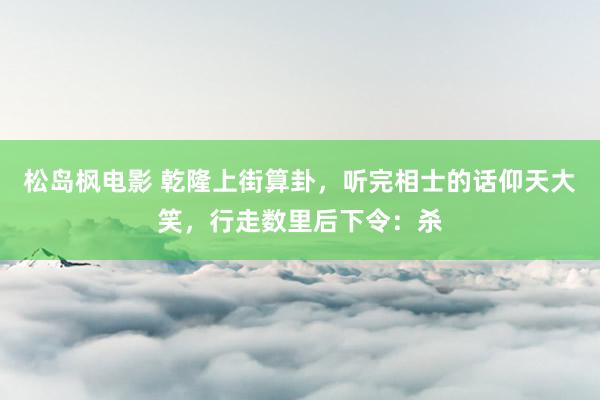 松岛枫电影 乾隆上街算卦，听完相士的话仰天大笑，行走数里后下令：杀