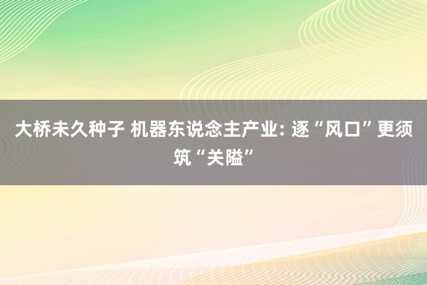 大桥未久种子 机器东说念主产业: 逐“风口”更须筑“关隘”