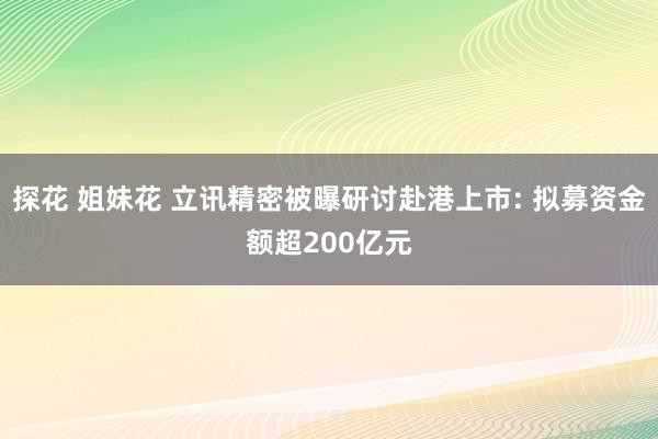 探花 姐妹花 立讯精密被曝研讨赴港上市: 拟募资金额超200亿元